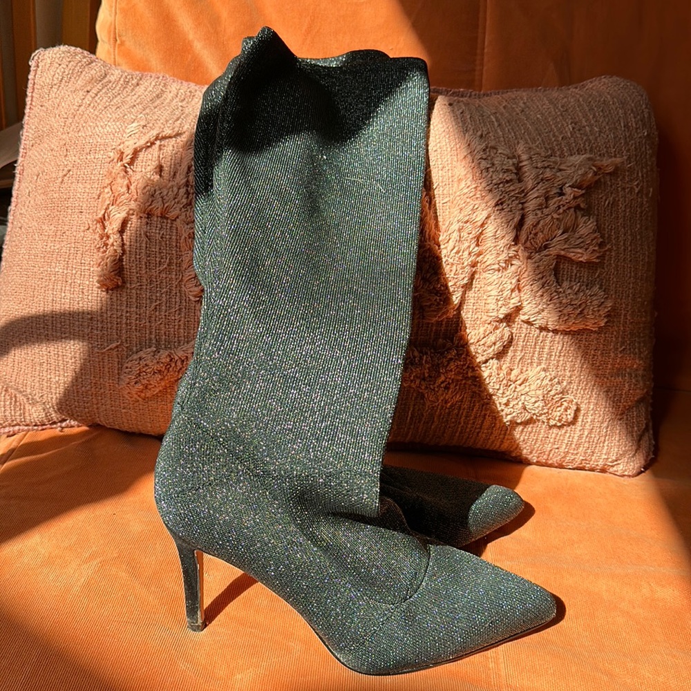 Stretchy sock boots below knee size 8